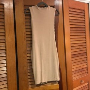 Nude midi dress with back zip